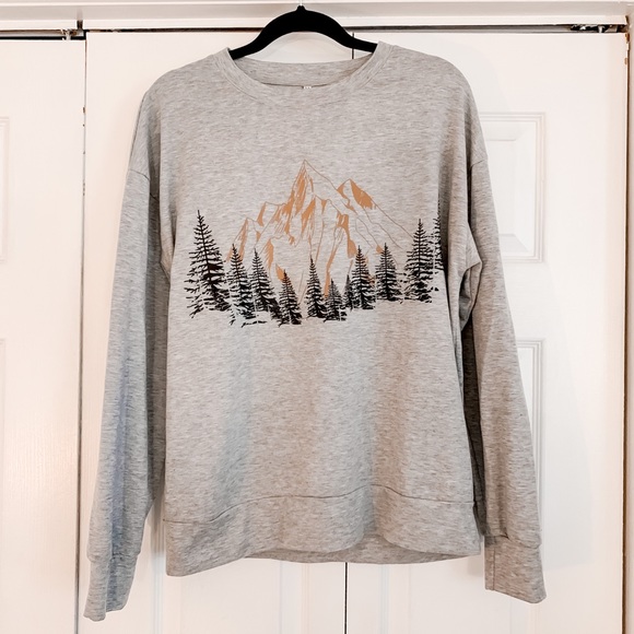 Loose Mountain Print Crew Neck - Picture 1 of 1